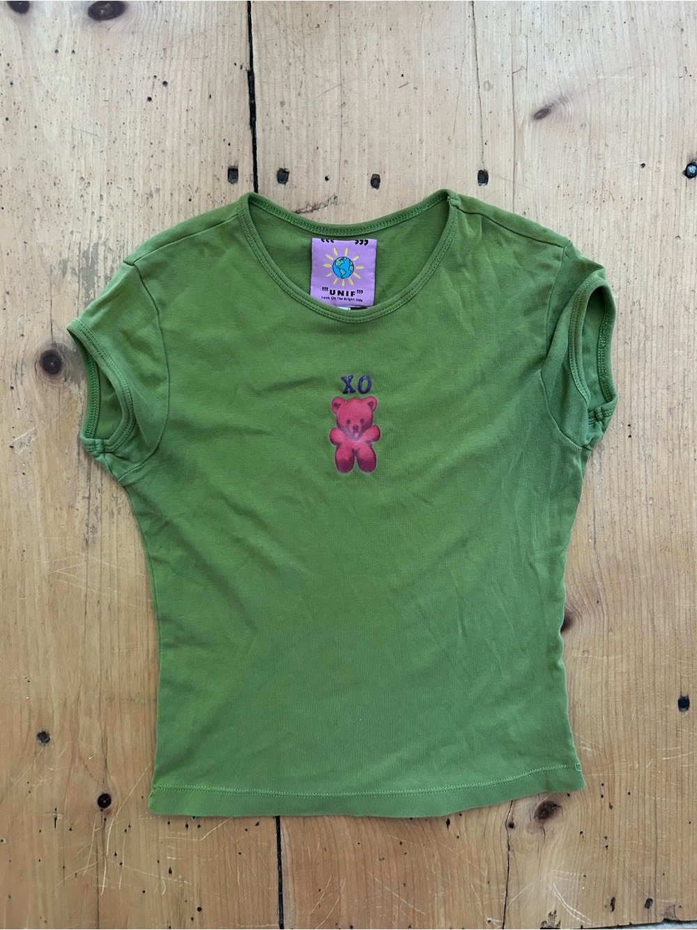 UNIF Green Teddy Graphic Baby Tee